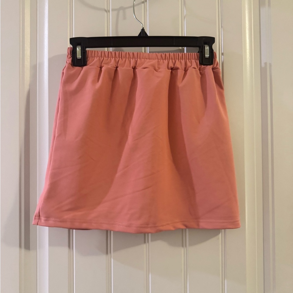 Rostory Child Coral Pink Button-Front Elastic Waist Skirt - Picture 4 of 7